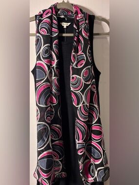 Vintage Kabbaj Morocco Oversized Wrap Scarf 68x24 Mod Geometric Magenta Grey